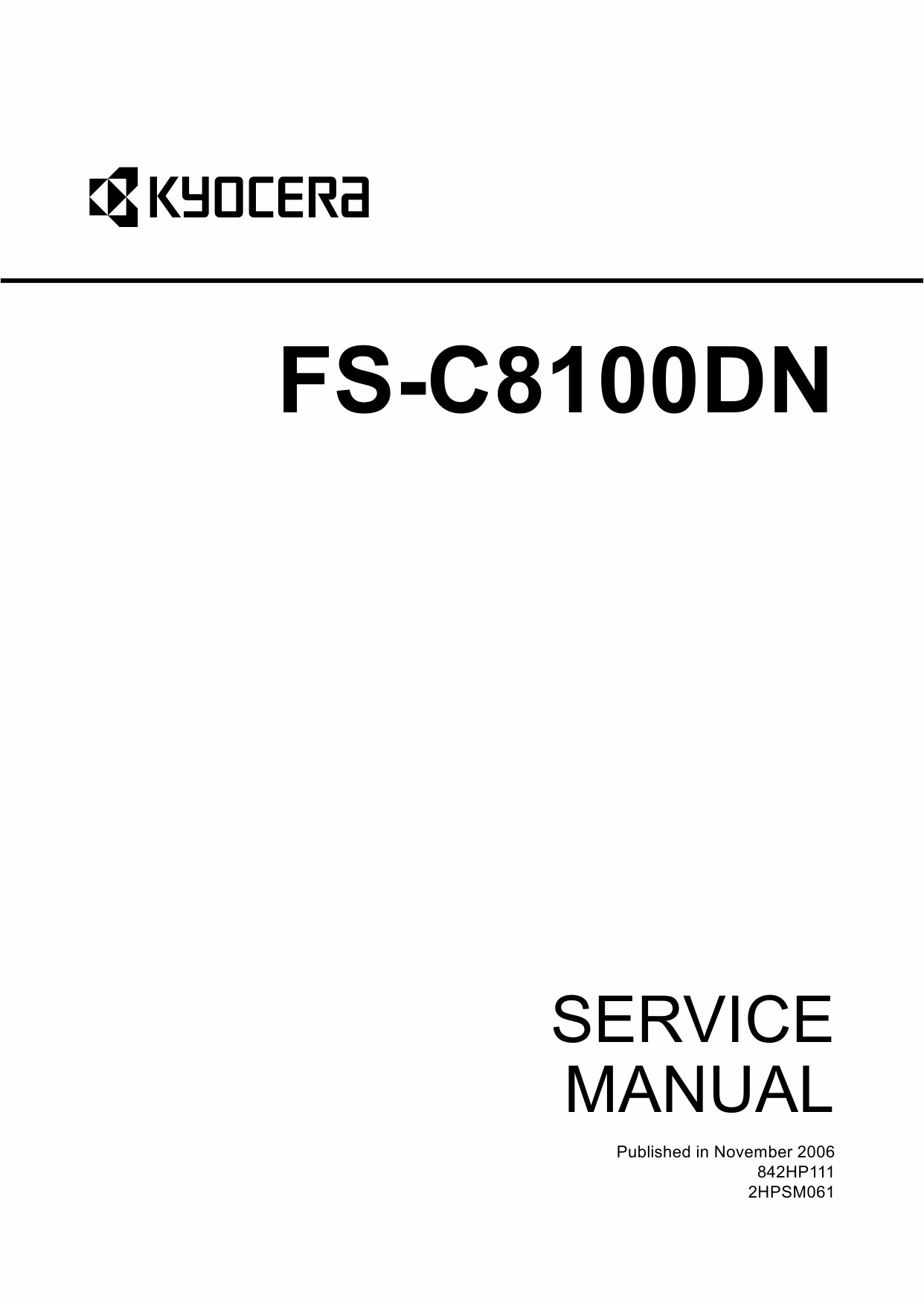 KYOCERA ColorLaserPrinter FS-C8100DN Parts and Service Manual-1